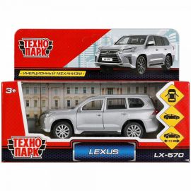 Машина металл LEXUS LX-570 длина 12 см, двери, баг, инерц, серебристый 280929 280929