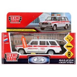 Машина металл свет-звук ВАЗ-2104 ЖИГУЛИ СКОРАЯ ПОМОЩЬ 12 см, двер, баг 300028 300028