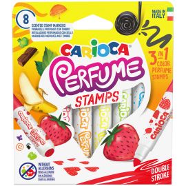 Фломастеры-штампы двусторонние Carioca "Perfume Stamps", 08цв., ароматизированные, смываемые, картон 42988