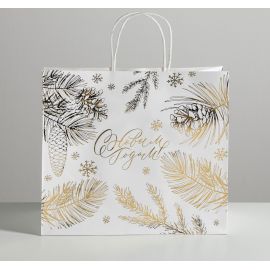 Пакет подарочный крафтовый Best winter, 32 × 28 × 15 см   4903779 4903779