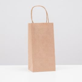 Пакет крафт без печати, круглая ручка 12 х 8 х 24 см 7937584 7937584