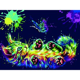 Картина по номерам на картоне ТРИ СОВЫ "Игра в неоне", 30*40, с акриловыми красками и кистями КК_44029