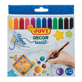 Набор фломастеров для ткани JOVI "Decor textil" 12цв., картон. уп., европодвес 1410