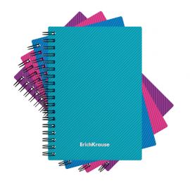 Тетрадь общая с пластиковой обложкой на спирали ErichKrause® Glance Vivid, ассорти, А6, 80 листов, клетка 080265359-53143