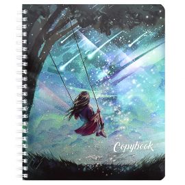 Тетрадь Copybook, 80 л. клетка, арт. 61247/ АНИМЕ /165х203 мм, гребень по длинной стороне, мелованный картон 190 г/м², полноцветная печать, обложка - печать по фольге, выборочный ТВИН УФ-лак, 61247