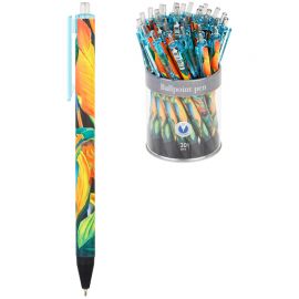 Ручка шариковая автоматическая Greenwich Line "Island plants" синяя, 0,7мм, игольчатый стержень, софт-тач GL_25729