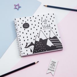 Скетчбук 60л., 150*150 MESHU "Black&white", на гребне, выб. лак, soft-touch, 120г/м2 MS_44875