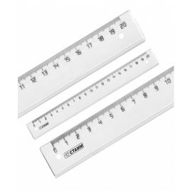 Линейка 20см СТАММ, пластиковая, прозрачная, бесцветная ЛН13