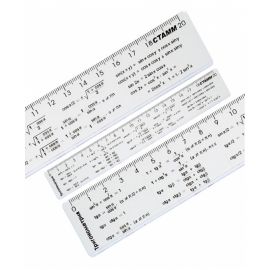 Линейка 20см СТАММ "Тригонометрия", со справочным материалом, пластиковая, прозрачная, бесцветная ЛС04