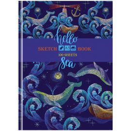 Скетчбук 100л., А5 7БЦ BG "Hello sea", матовая ламинация, 100г/м2 С5т100_лм 8491
