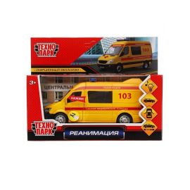 Машина металл свет-звук РЕАНИМАЦИЯ 14,5 см, двери, багаж, инерц, желт 306219 306219