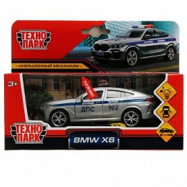 Машина металл свет-звук BMW X6 mk3 g06 ПОЛИЦИЯ 12 см, двер, инер, сер, кор 335443 335443