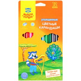 Карандаши цветные Мульти-Пульти "Енот в саванне", 12цв., утолщ., заточен., картон, европ., с точилкой CP_11500