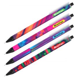 Ручка шариковая автоматическая Berlingo "Glitch" синяя, 0,7мм, грип, рисунок на корпусе, soft-touch, ассорти Cbm_07S14