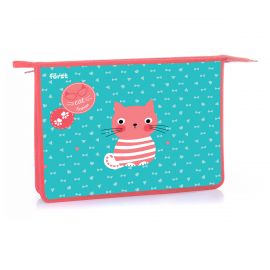 Папка для тетрадей 1 отделение, А4, Först "Orange cat", 340*245*40мм, пластик, на молнии FT-PP-A40303