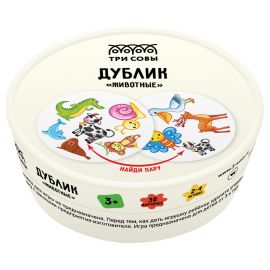 Игра настольная ТРИ СОВЫ "Дублик. Животные", 30 карточек, картонная коробка НИ_49426