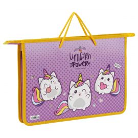 Папка с ручками А4 ArtSpace "Unicorn", пластик, на молнии, 45мм ПТ-15_49837