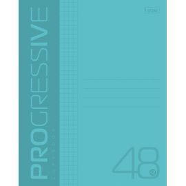 Тетрадь 48л А5ф клетка 65г/кв.м Пластиковая обложка на скобе PROGRESSIVE  Бирюзовая 48Т5В1