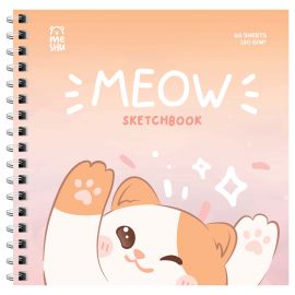 Скетчбук 60л., 150*150 MESHU "Meow", на гребне, выб. лак, soft-touch, 120г/м2 MS_53039