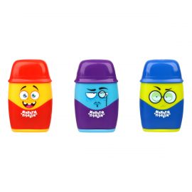 Точилка пластиковая с ластиком Мульти-Пульти "Человечки" 2 отверстия, контейнер, ассорти SR_48477