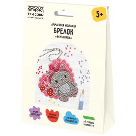 Алмазная мозаика, брелок ТРИ СОВЫ "Клубничка", картонный конверт АМБ_48250