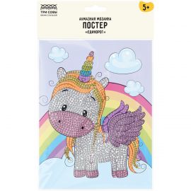 Алмазная мозаика, постер ТРИ СОВЫ "Единорог", пакет с европодвесом АМП_48186