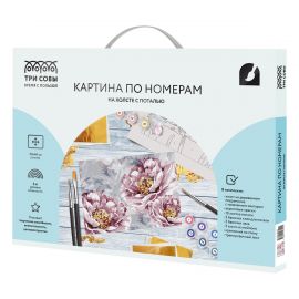 Картина по номерам на холсте ТРИ СОВЫ "Нежные пионы", 30*40, с поталью, акриловыми красками и кистями КХп_48129
