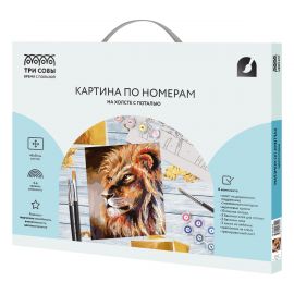 Картина по номерам на холсте ТРИ СОВЫ "Лев", 40*50, с поталью, акриловыми красками и кистями КХп_48149