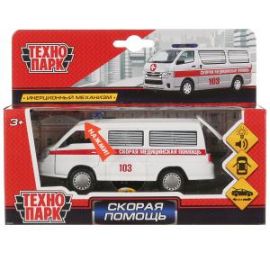 Машина металл свет-звук МИКРОАВТОБУС СКОРАЯ 12 см, двери, багаж, инерц, кор 283501 283501
