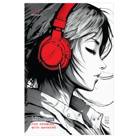 Скетчбук для рисования маркерами 50л. А5 на склейке MESHU "Girl and music", 90г/м2, soft touch MS_53574