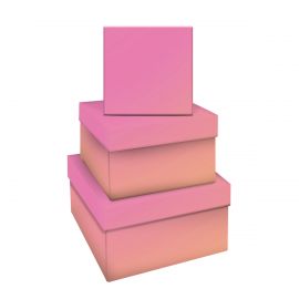 Набор квадратных коробок 3в1, MESHU "Yellow-pink gradient", (19,5*19,5*11-15,5*15,5*9см) MS_53747