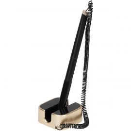 Ручка шариковая настольная OfficeSpace синяя, 0,7мм, черный корпус, золотистая подставка, европодвес TBbu_68831