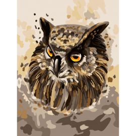 Картина по номерам на картоне ТРИ СОВЫ "Мудрый филин", 30*40, с акриловыми красками и кистями КК_44033