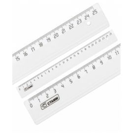 Линейка 25см СТАММ, пластиковая, прозрачная, бесцветная ЛН23