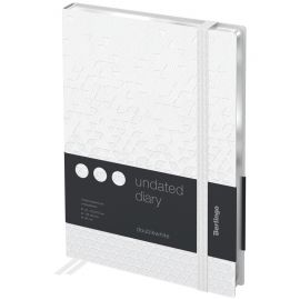 Ежедневник недатированный, А5, 136л., кожзам, Berlingo "DoubleWhite", серебряный срез, с резинкой, белый, с рисунком UD2_97501