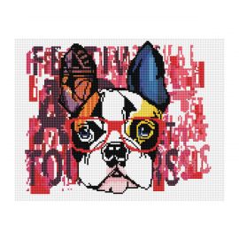 Алмазная мозаика ТРИ СОВЫ "Стильный бульдог", 30*40см, холст, картонная коробка с пластиковой ручкой АМ3040_47541