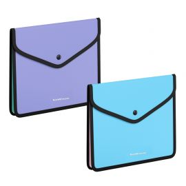 Папка-конверт на кнопке пласт. ErichKrause Diagonal Pastel, обшитая, с текстильной вставкой, A5+, непрозрачный, ассорти 55145