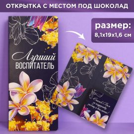 Открытка с местом под шоколадку «Лучший воспитатель», размер 19см х 8,1см, плотность 200 гр 9559780