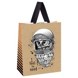 Пакет подарочный 18*23*10см MESHU "Space Owl", выб. лак, крафт MS_51749