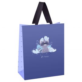 Пакет подарочный 18*23*10см MESHU "Happy Raccoon", выборочный лак, матовая ламинация MS_51859