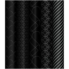 Упаковочная бумага глянц. 70*100см, MESHU "Pattern on black", 80г/м2, ассорти 5 дизайнов MS_53487