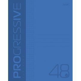 Тетрадь 48л А5ф клетка 65г/кв.м Пластиковая обложка на скобе PROGRESSIVE  Синяя 48Т5В1