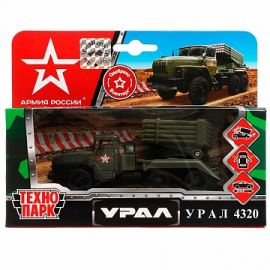 Машина металл АРМИЯ РОССИИ УРАЛ с ракетами 12см, двер., под. дет.,инер. 338483 338483