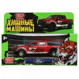 Машина металл FORD F150 RAPTOR ХИЩНИКИ 12 см, двер, баг, инер, красный 340963 340963