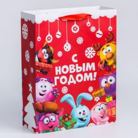 Пакет ламинат вертикальный "С Новым годом!", 31х40х11 см, Смешарики   4997235 4997235
