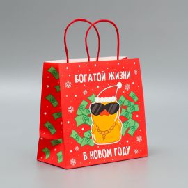 Пакет подарочный крафтовый «Что-то на богатом», 22 × 22 × 11 см 9524122