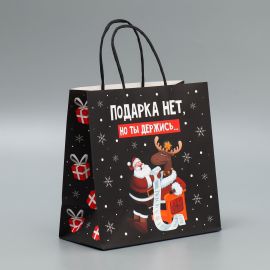 Пакет подарочный крафтовый «Держись», 22 × 22 × 11 см 9524132