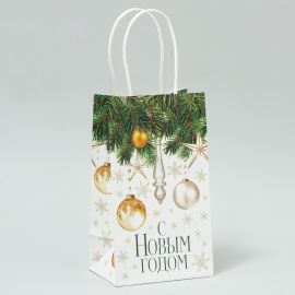 Пакет крафтовый «Новогодние чудеса», 12 × 21 × 9 см 9667721