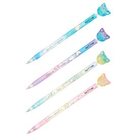 Ручка шариковая автоматическая MESHU "Cute Cats" синяя, 0,7мм, корпус ассорти, с топпером MS_52358