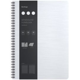 Бизнес-тетрадь А4+, 80л., Berlingo "Steel&Style", клетка, на гребне, 80г/м2, пластик. (полифом) обложка, линейка-закладка, белая WNt_A4004
